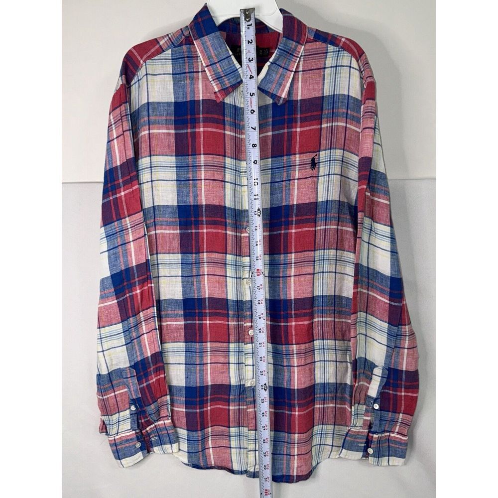 Polo Ralph Lauren Mens XL Multicolor Long Sleeve Linen Shirt Relaxed Fit - Picture 5 of 6